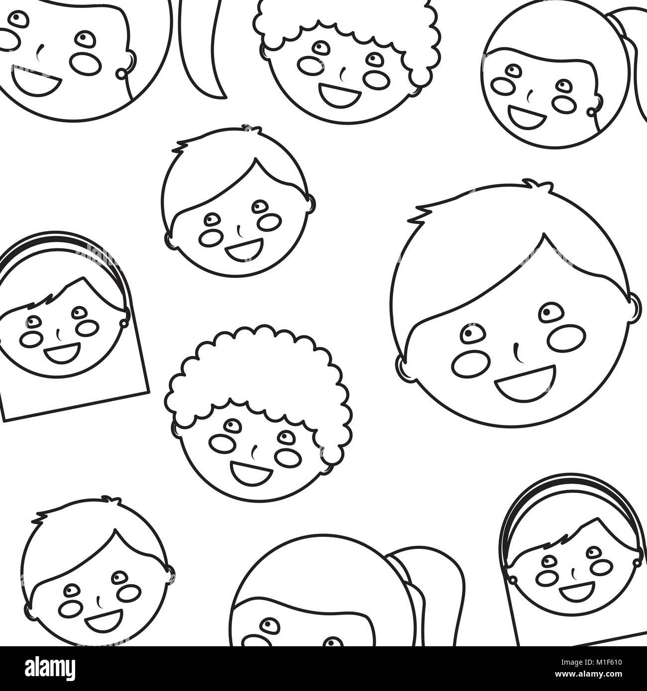 cute faces boy and girl smiling seamless pattern Stock Vector Image ...