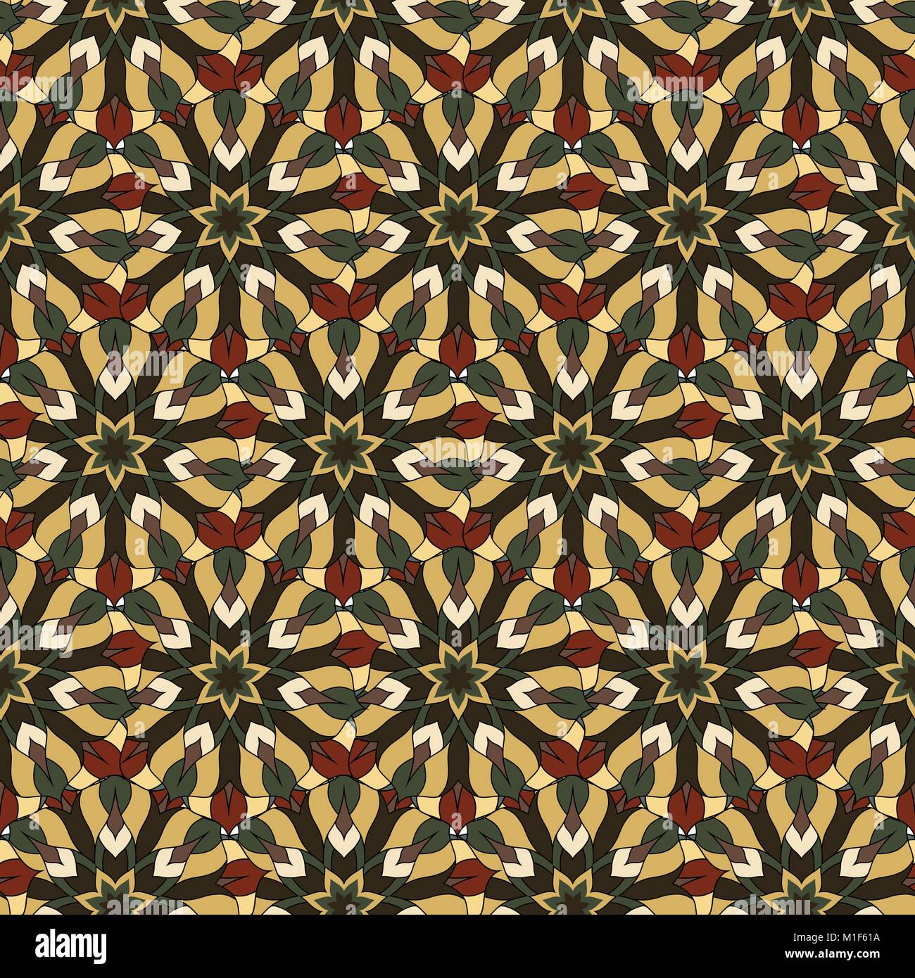Seamless repeating pattern of colored mandalasnd Stock Vector Image ...