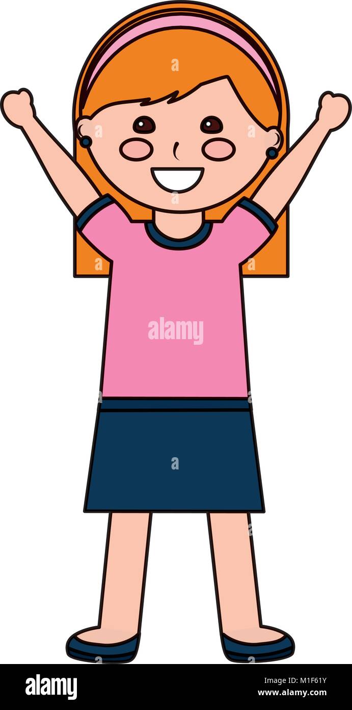 cute little girl happy character Stock Vector Image & Art - Alamy