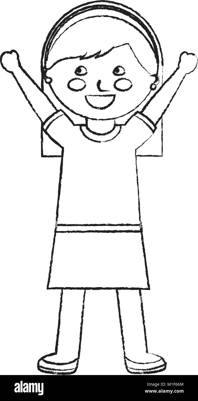 cute little girl happy character Stock Vector Image & Art - Alamy