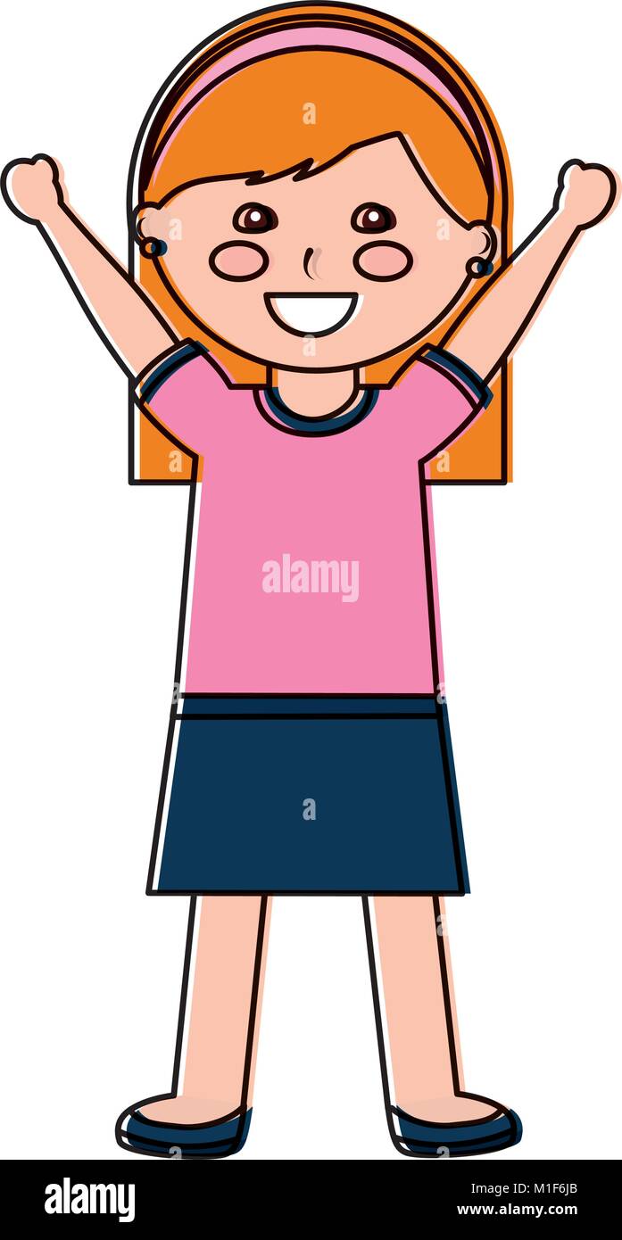 cute little girl happy character Stock Vector Image & Art - Alamy