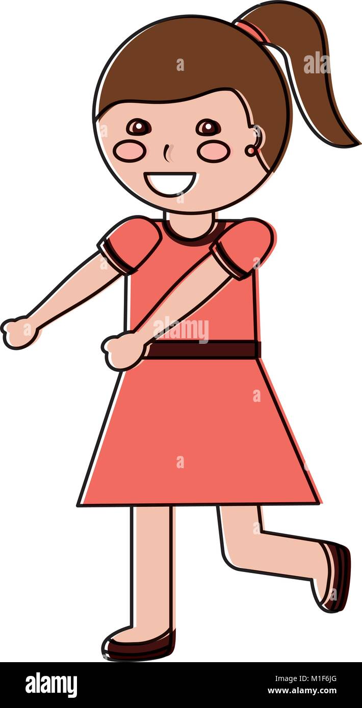 cute little girl happy character Stock Vector Image & Art - Alamy