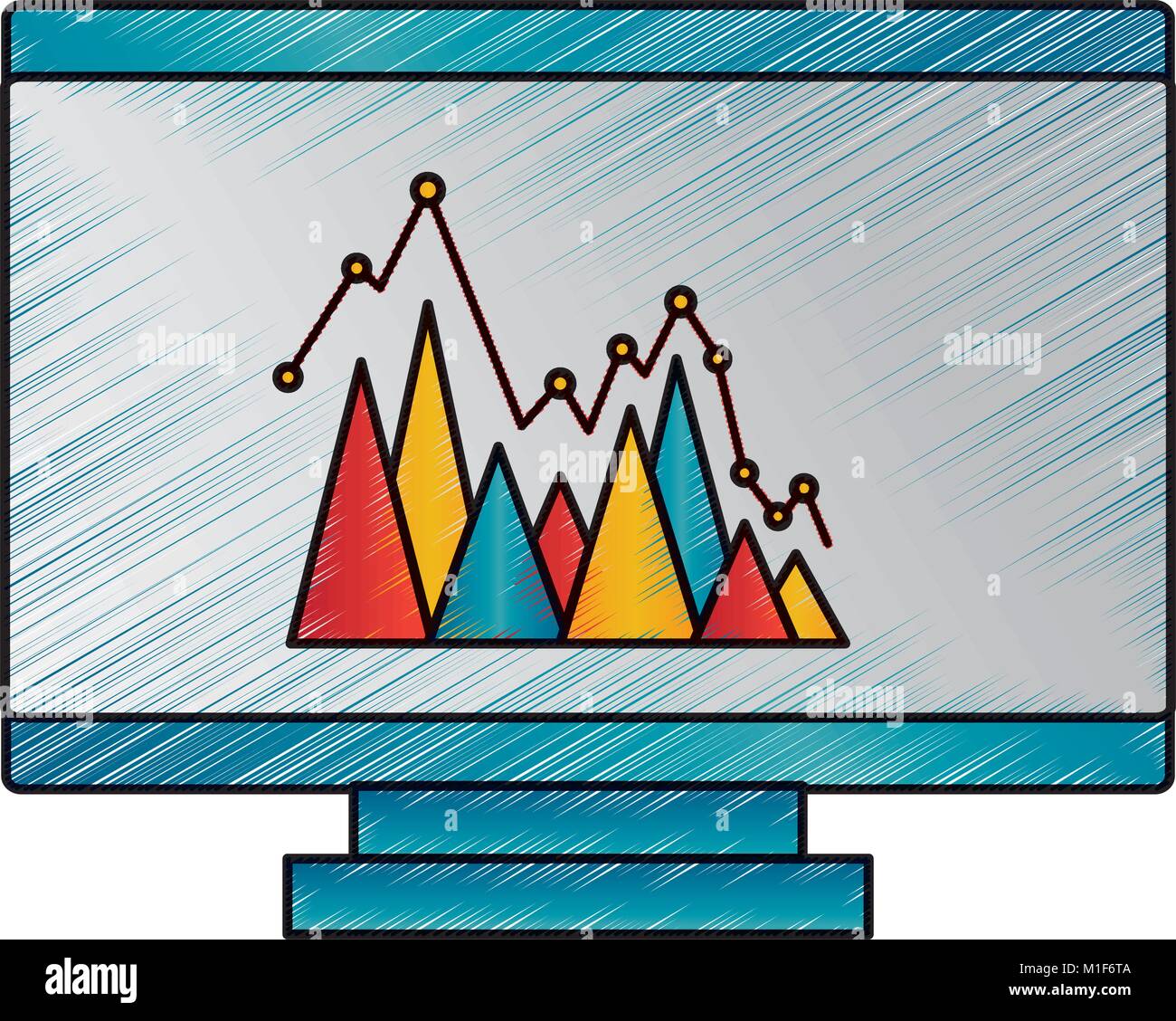 monitor screen with graph statistic arrow Stock Vector Image & Art - Alamy