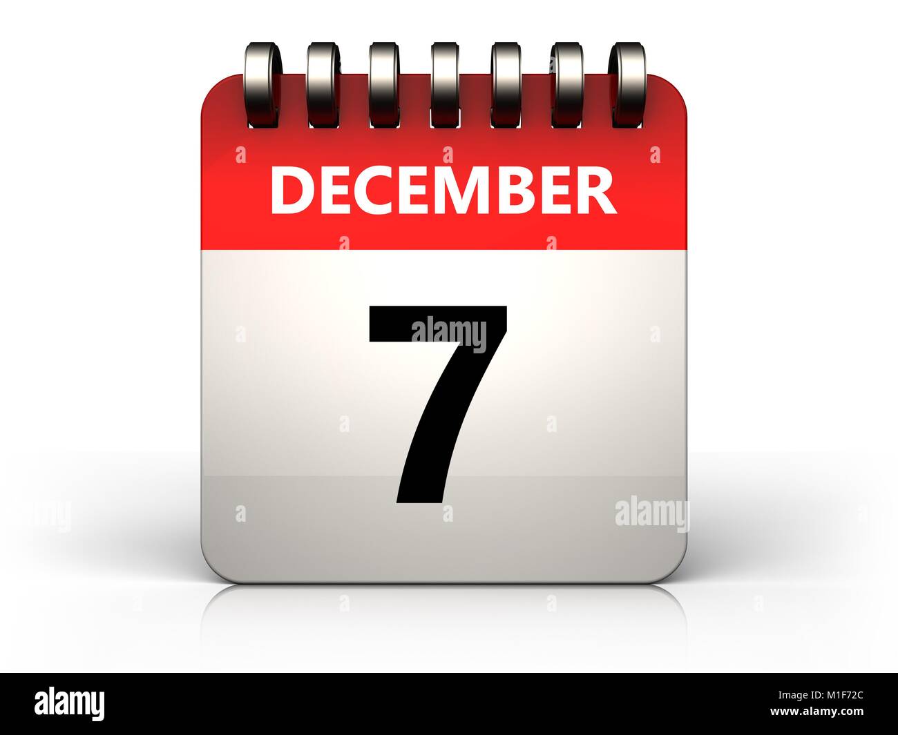 3d illustration of 7 december calendar over white background Stock