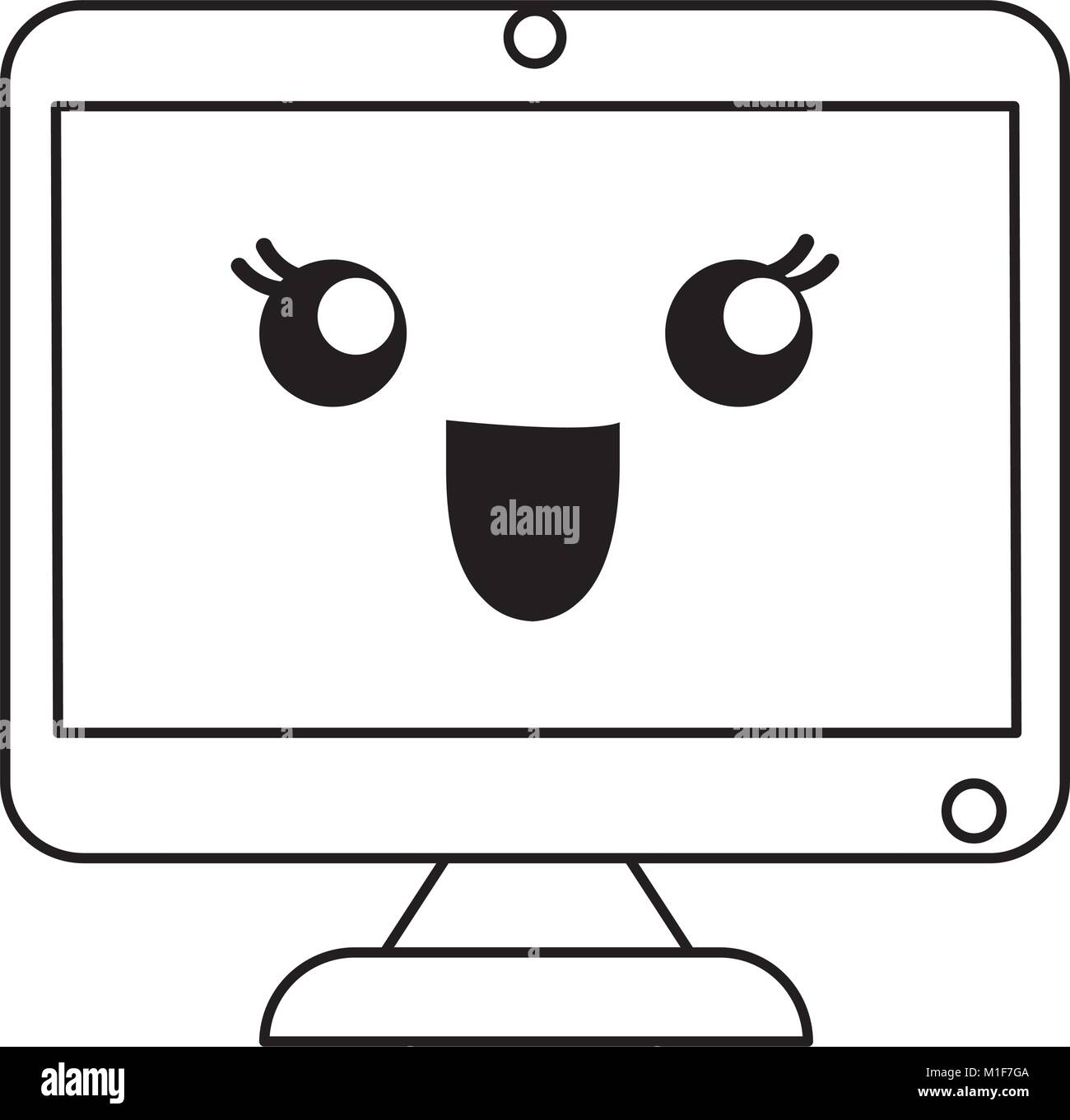 kawaii computer monitor icon Stock Vector Image & Art - Alamy