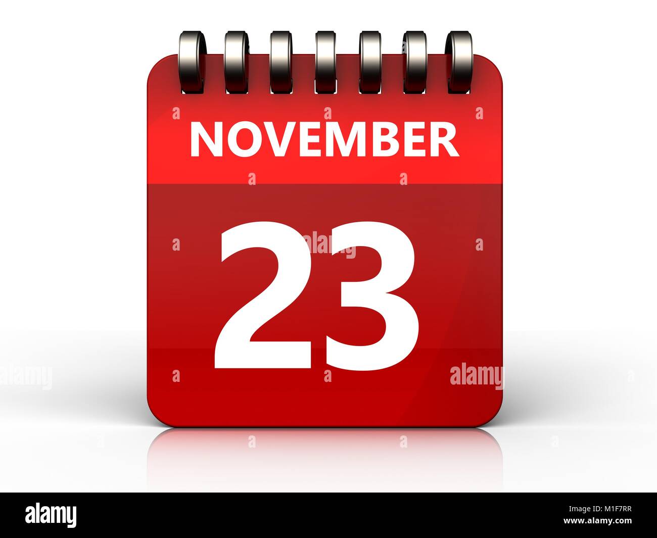 3d-illustration-of-november-23-calendar-over-white-background-stock