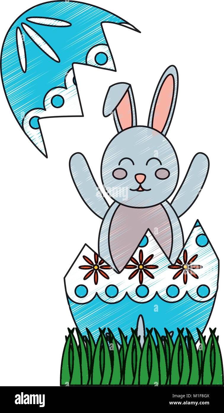 Rabbit sitting in grass Stock Vector Images - Alamy