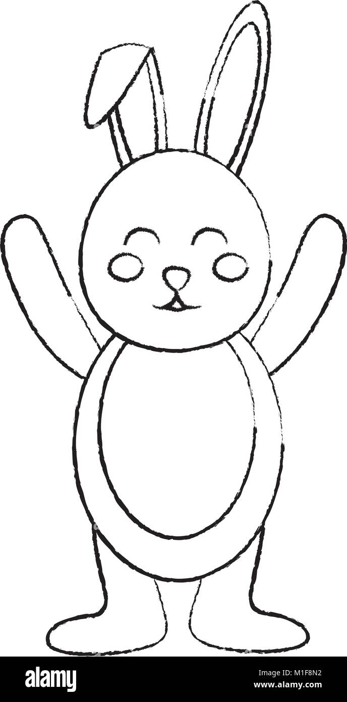 cute standing little bunny happy celebration Stock Vector Image & Art ...