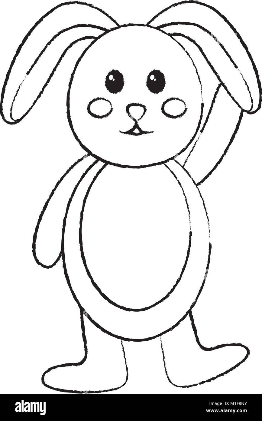 cute standing little bunny waving hand Stock Vector Image & Art - Alamy
