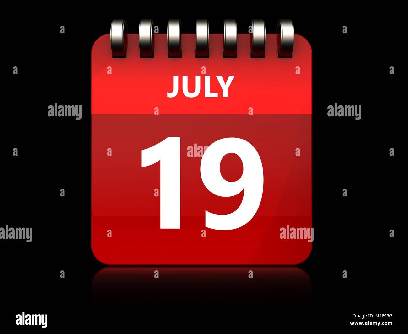 3d illustration of july 19 calendar over black background Stock Photo