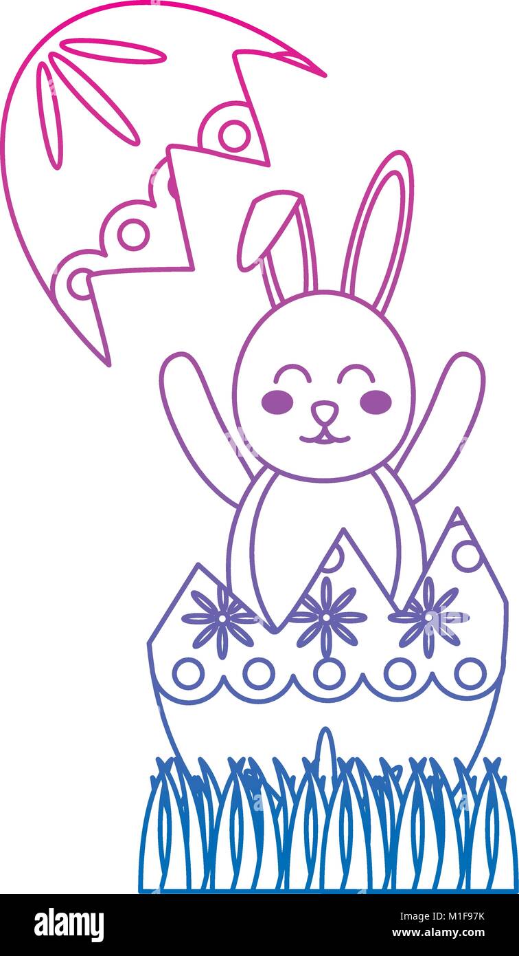 easter bunny celebrate in the broken egg decoration Stock Vector Image ...