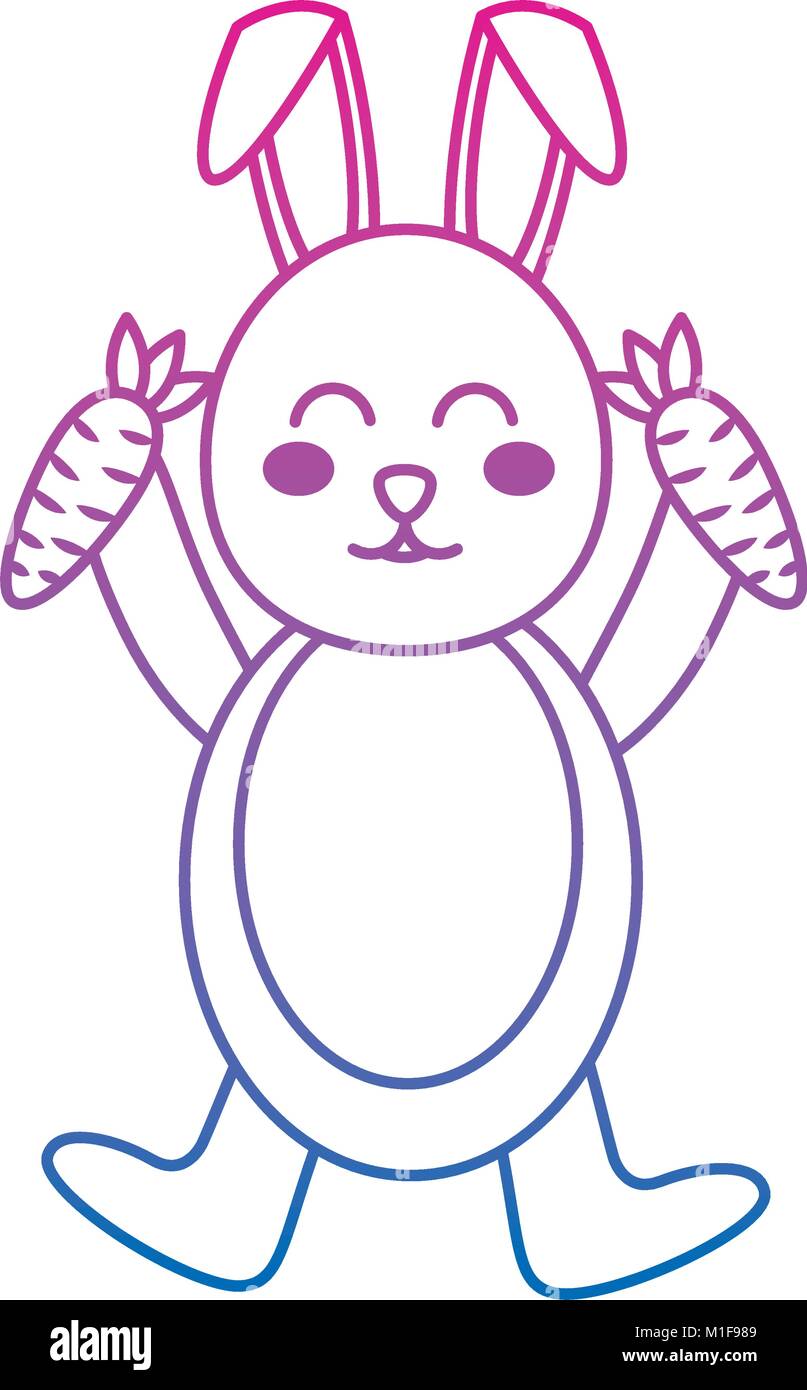 cute little happy bunny holding carrots Stock Vector Image &amp; Art - Alamy