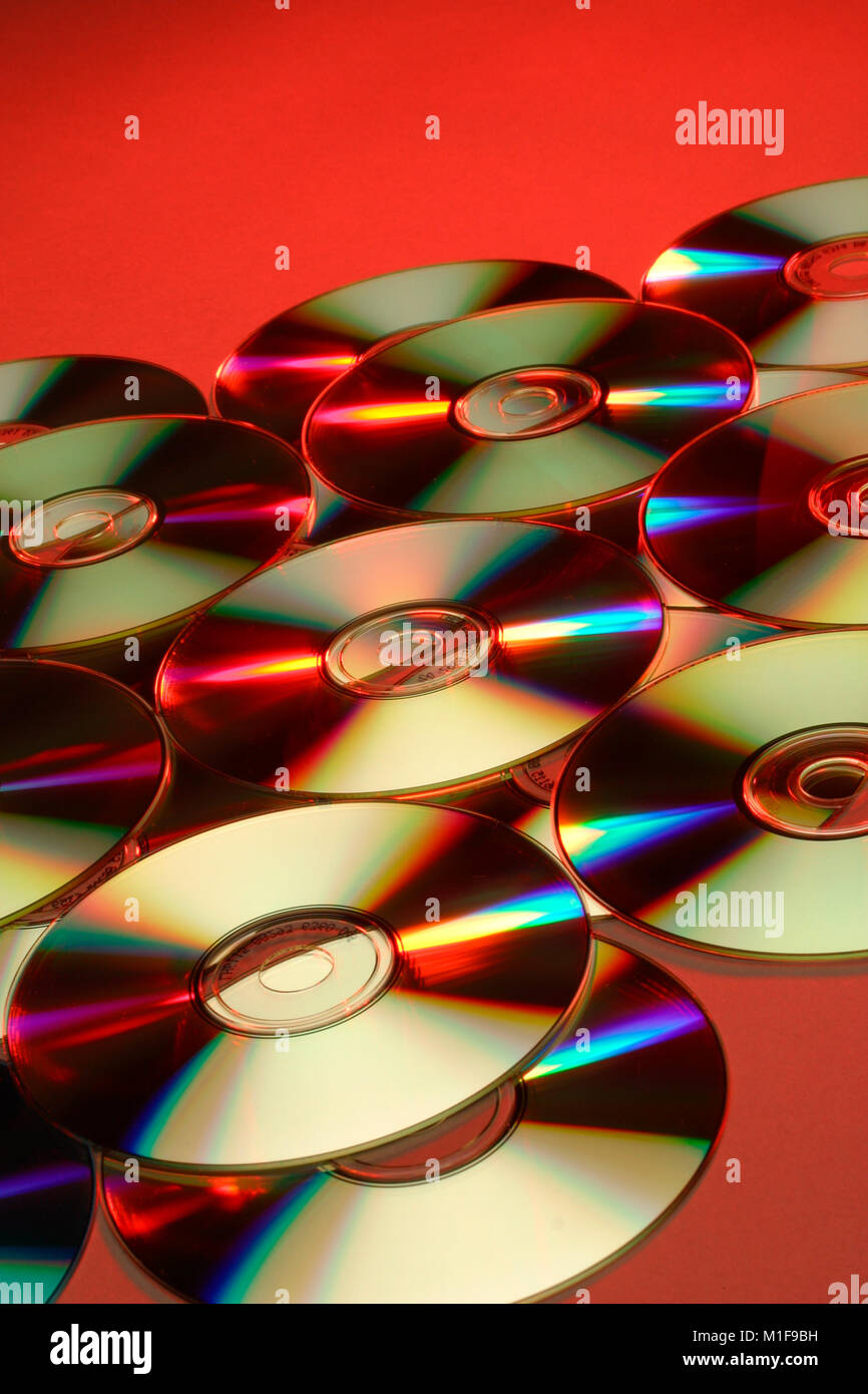 Colourful refraction effects on DVDs Stock Photo