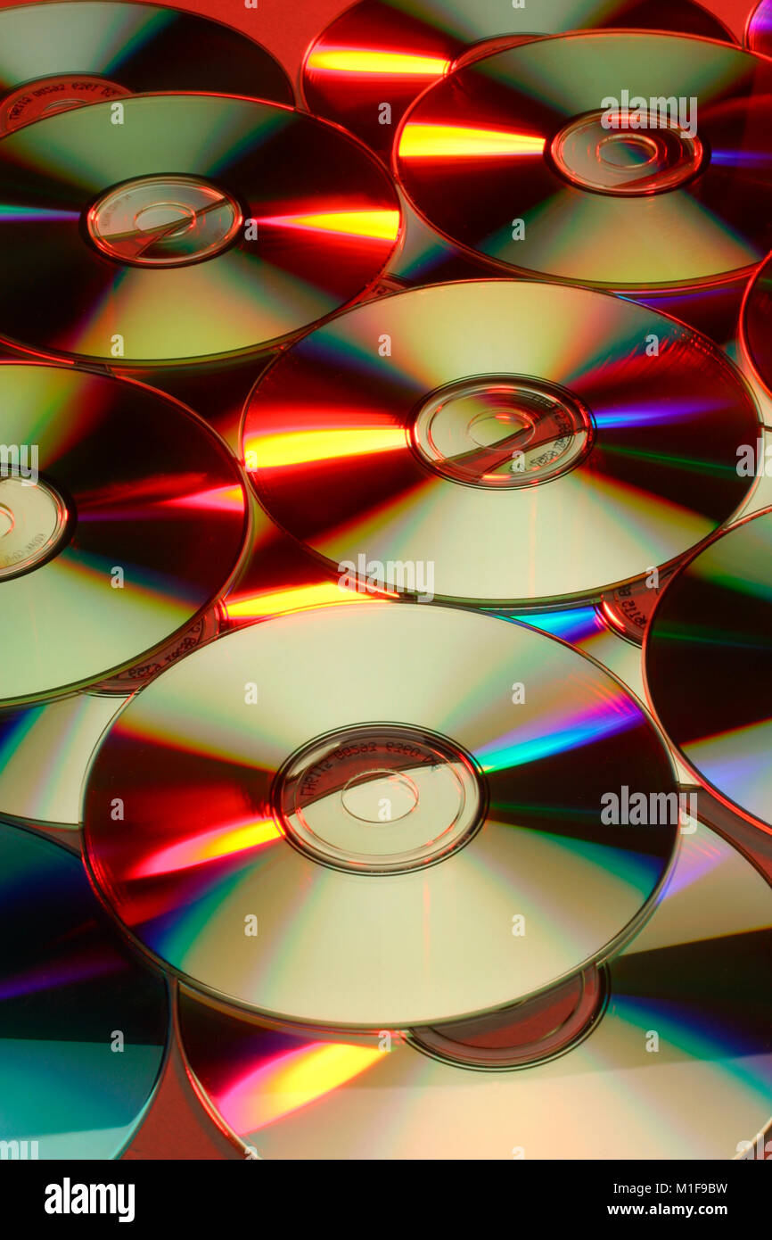 Colourful refraction effects on DVDs Stock Photo