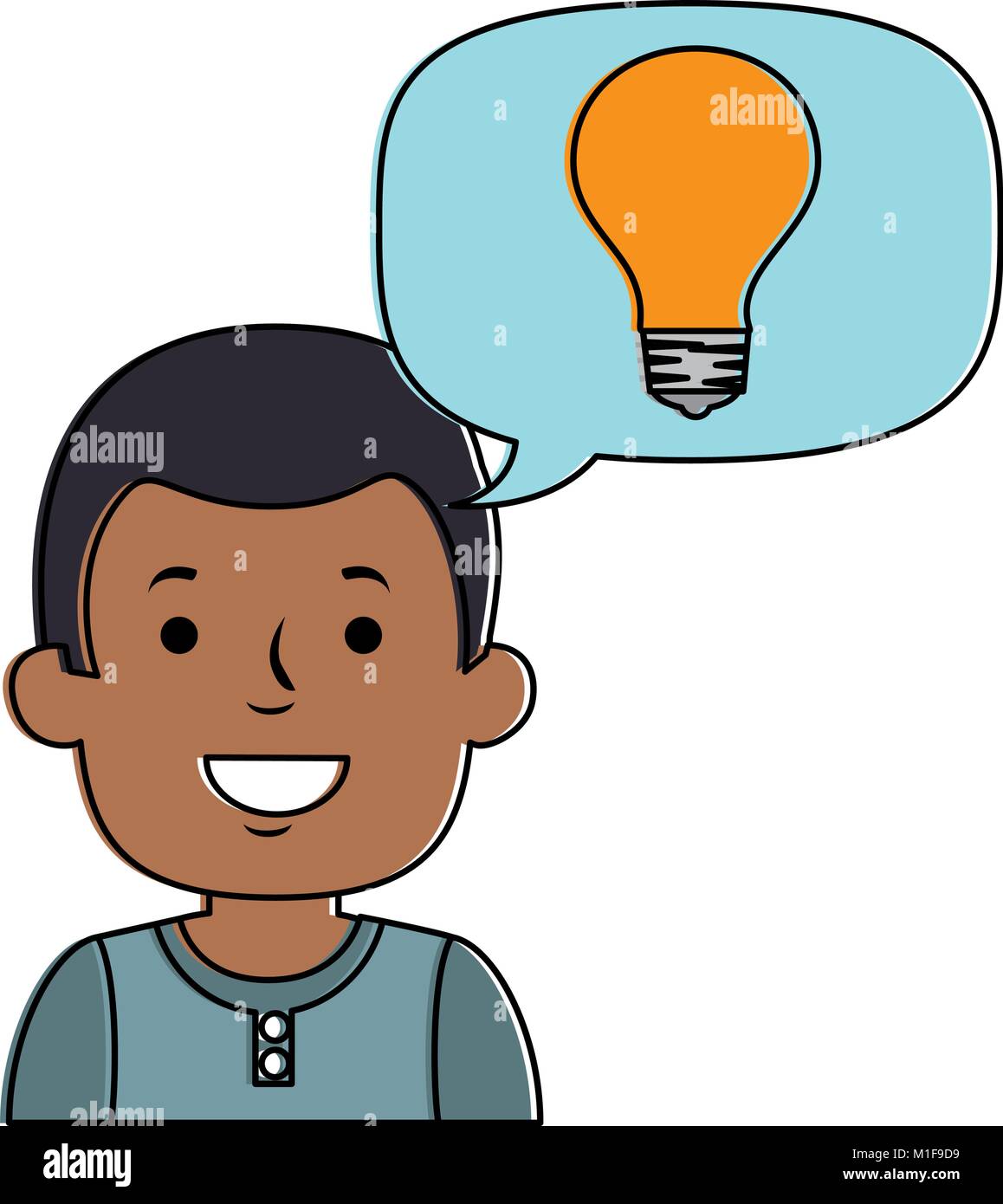 young man with speech bubble and bulb avatar character vector ...