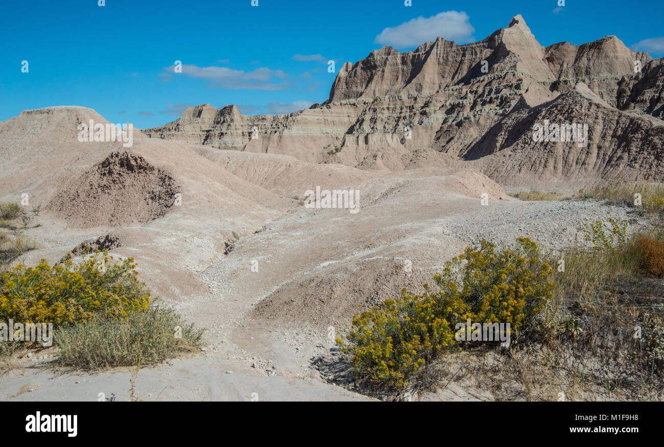 Geographic features in Badlands National Park Stock Photo