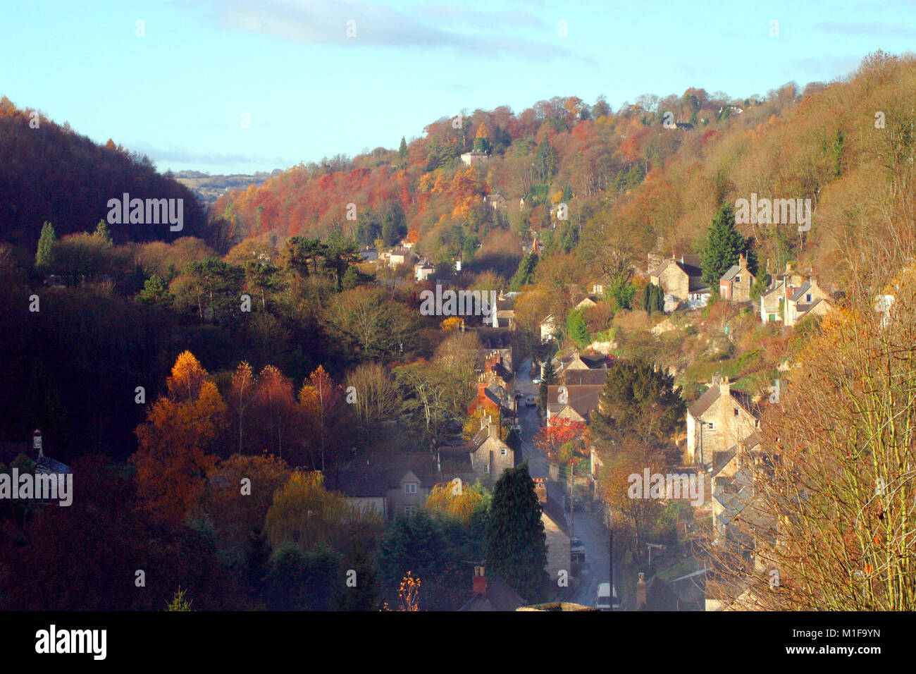 Autumn view along Chalford Vale, Chalford, Gloucestershire, Cotswolds
