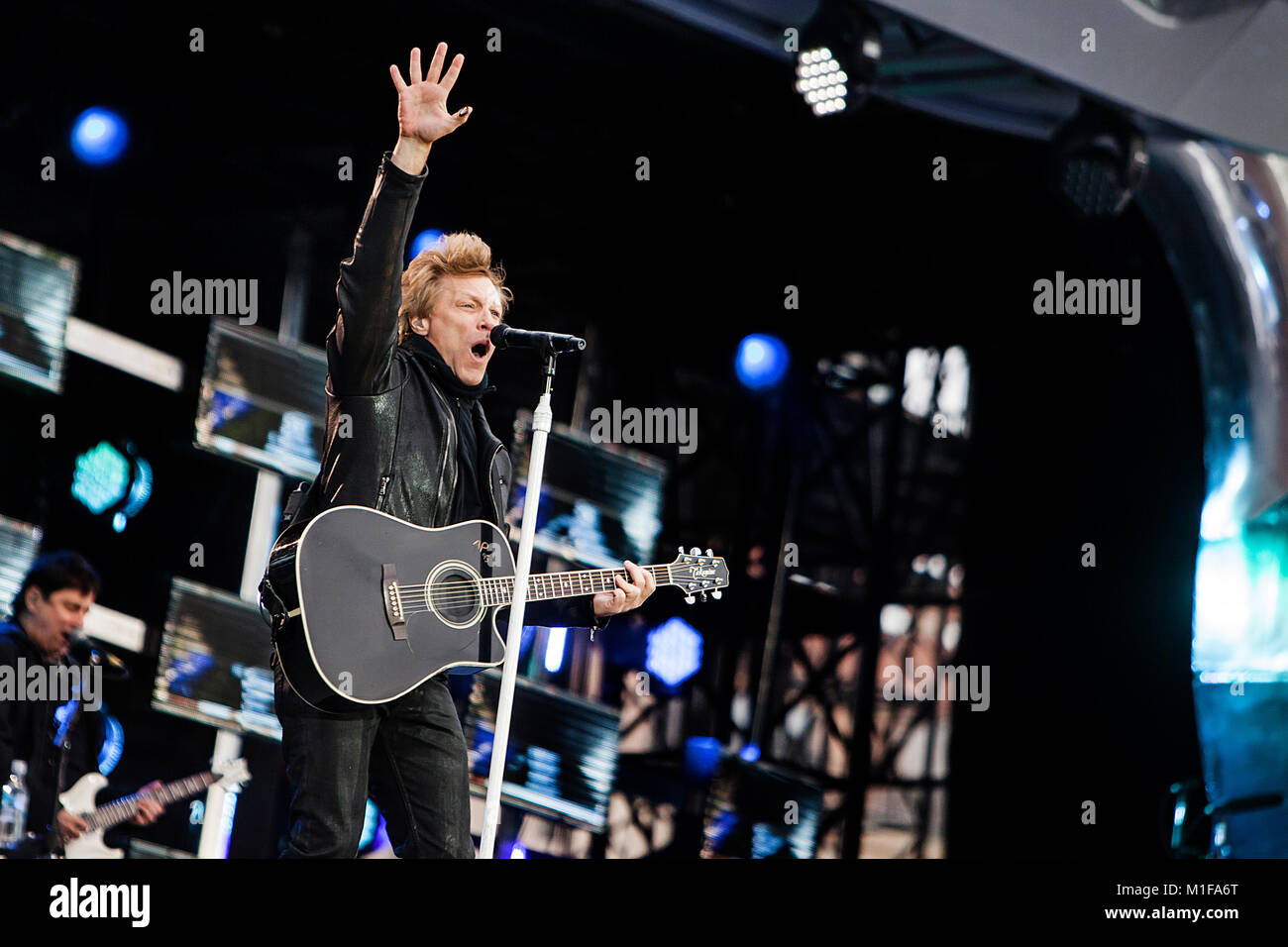 The American rock band Bon Jovi performs a live concert at Bergenhus ...