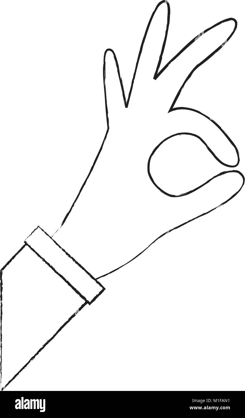 human hand showing okay gesture Stock Vector