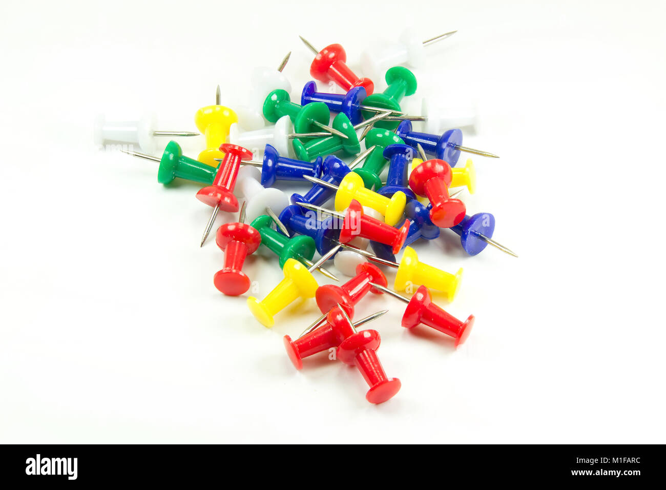 Set of multicolor push pins isolated on white background Stock Photo ...