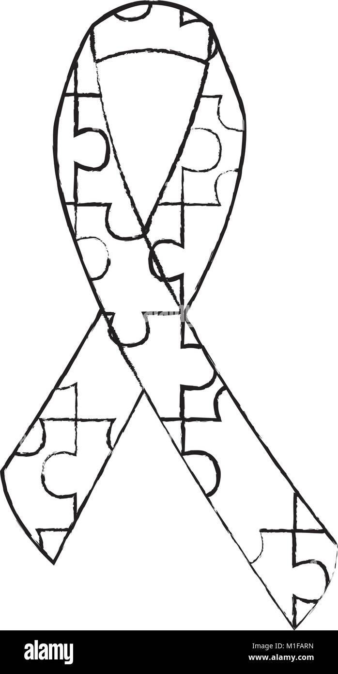 autism awareness ribbon made with jigsaw puzzle Stock Vector Image ...