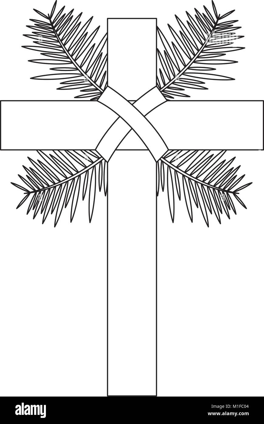 traditional branch palm christian cross symbol Stock Vector