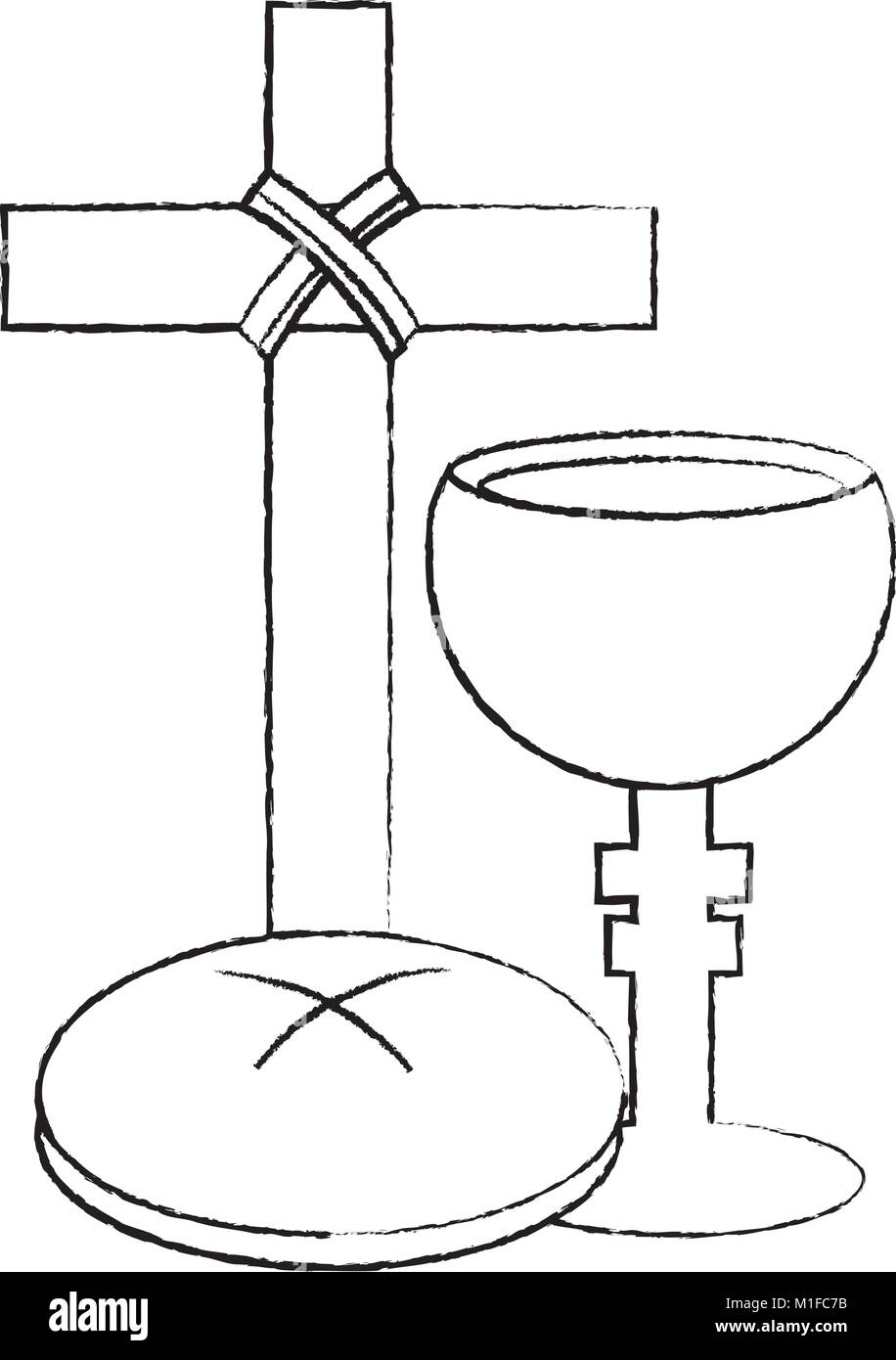 holy week catholic tradition cross breand and grail Stock Vector Image