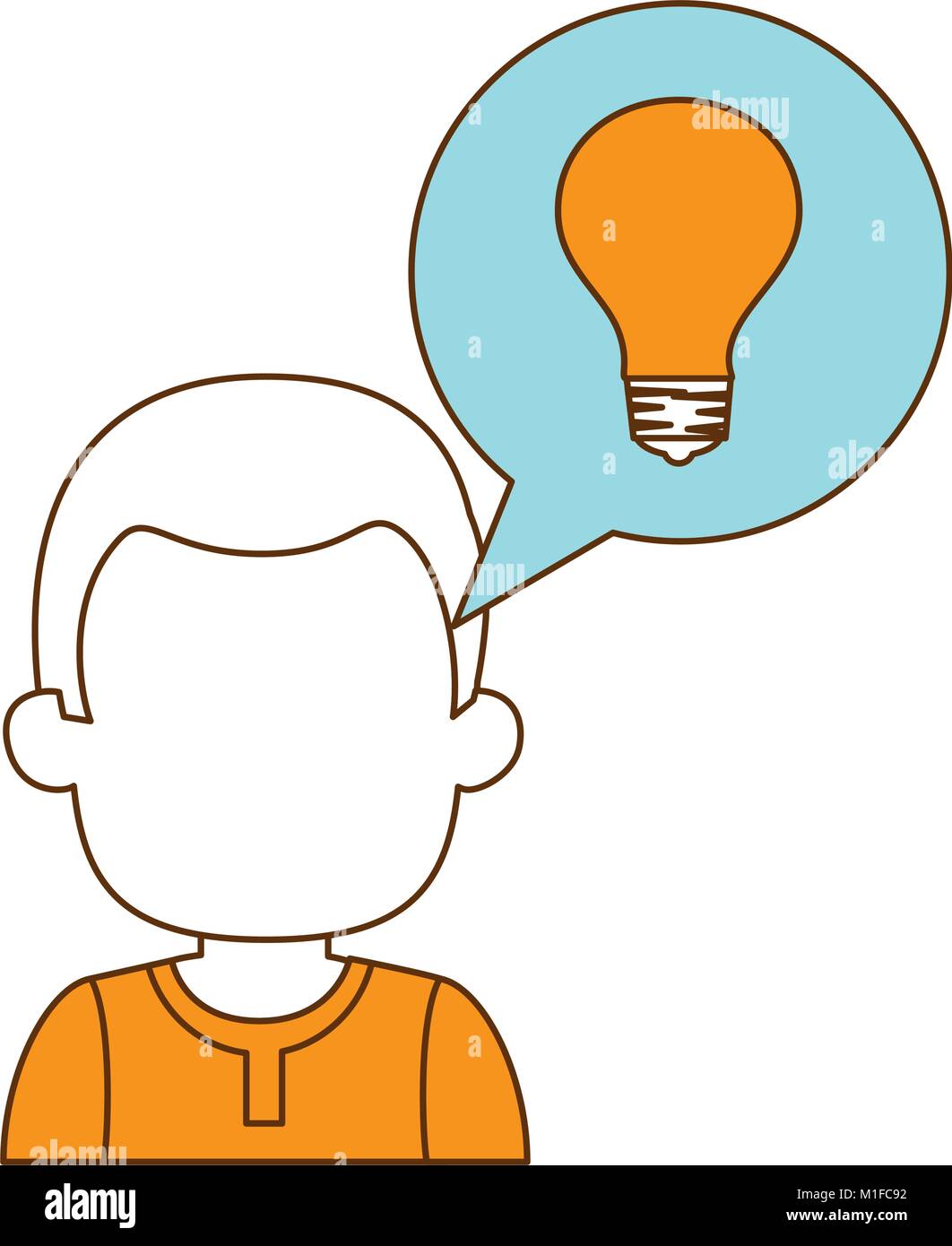 young man with speech bubble and bulb avatar character Stock Vector ...