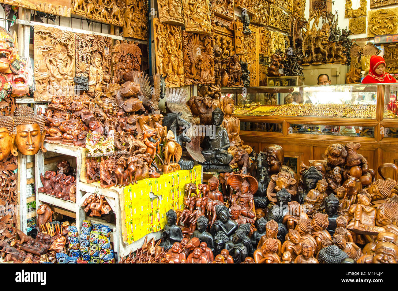 UBUD, BALI MARCH 18 Typical souvenir shop selling souvenirs and