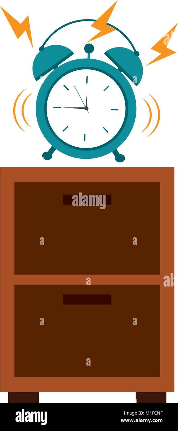 wooden bedside table clock alarm ring Stock Vector Image & Art - Alamy