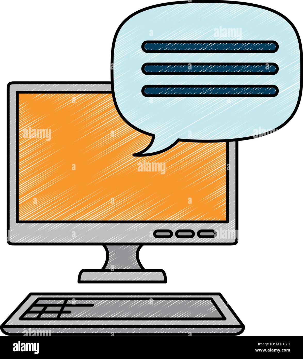 desktop computer with speech bubble Stock Vector Image & Art - Alamy