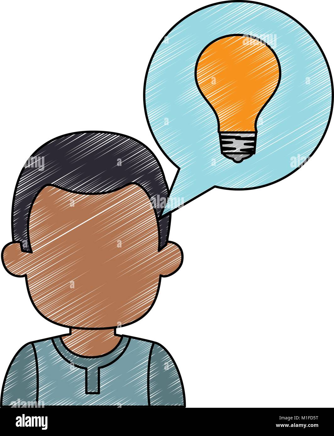 young man with speech bubble and bulb avatar character Stock Vector ...