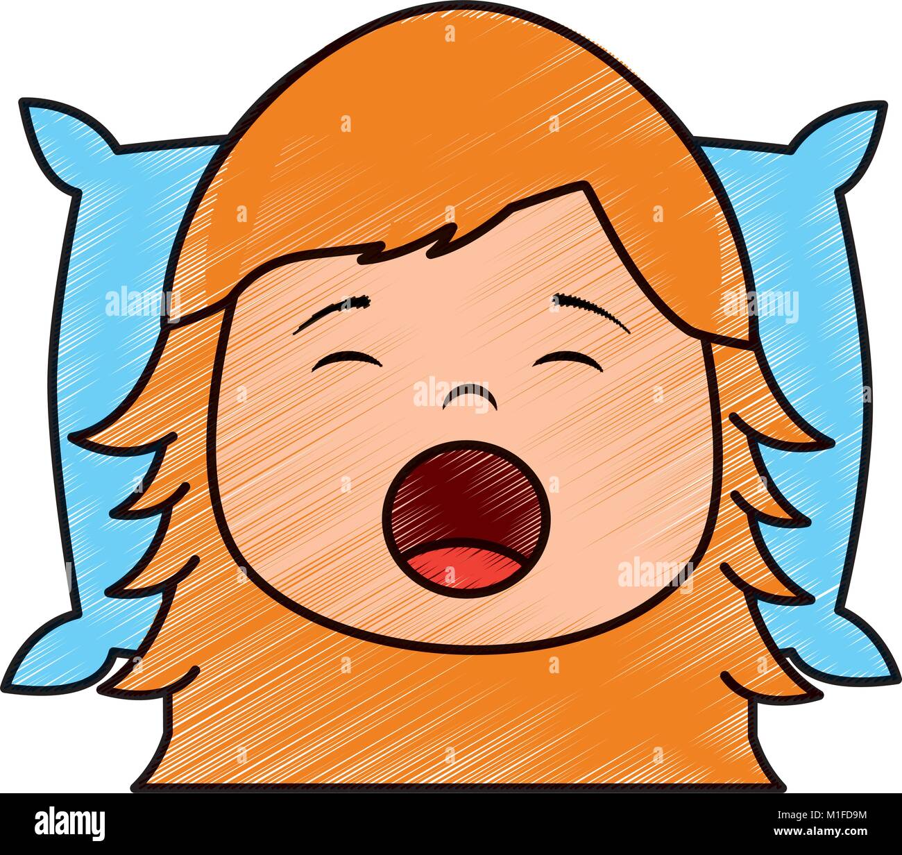little girl yawning with head on pillow Stock Vector Image & Art Alamy