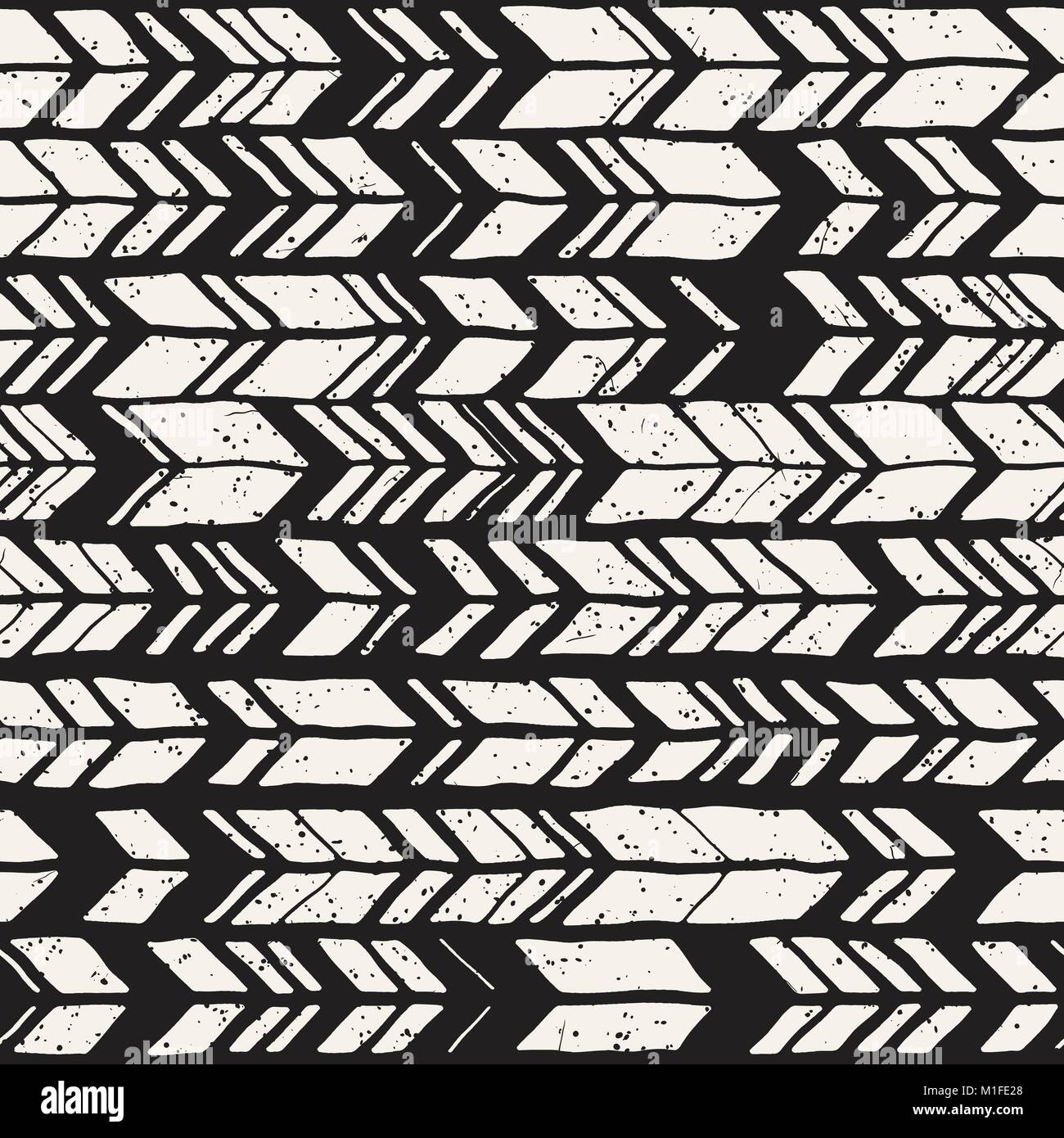 Vector seamless freehand pattern. Doodle monochrome print with hand ...