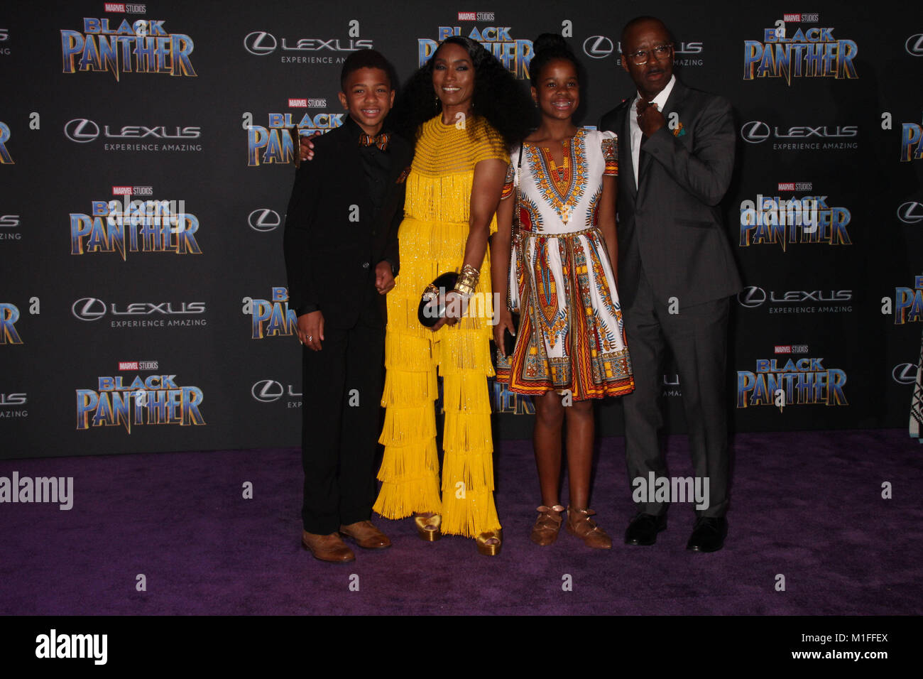 Slater Vance, Angela Bassett, Bronwyn Vance,  Courtney B. Vance  01/29/2018 The World Premiere of 'Black Panther' held at The Dolby Theatre in Los Angeles, CA Photo by Izumi Hasegawa / HollywoodNewsWire.co Stock Photo