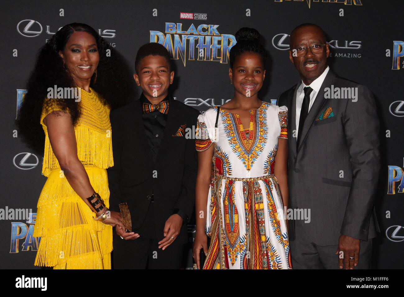Angela Bassett, Slater Vance, Bronwyn Vance,  Courtney B. Vance  01/29/2018 The World Premiere of 'Black Panther' held at The Dolby Theatre in Los Angeles, CA Photo by Izumi Hasegawa / HollywoodNewsWire.co Stock Photo