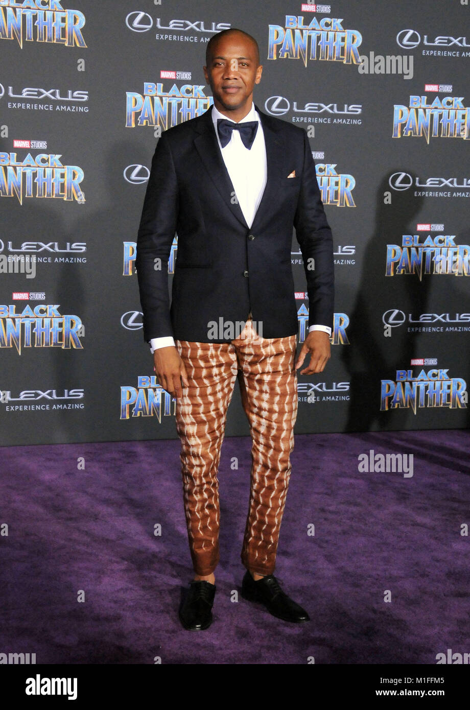 Los Angeles, USA. 29th Jan, 2018. Actor J. August Richards attends the World Premiere of Marvel Studios' 'Black Panther' at Dolby Theatre on January 29, 2018 in Los Angeles, California. Credit: Barry King/Alamy Live News Stock Photo