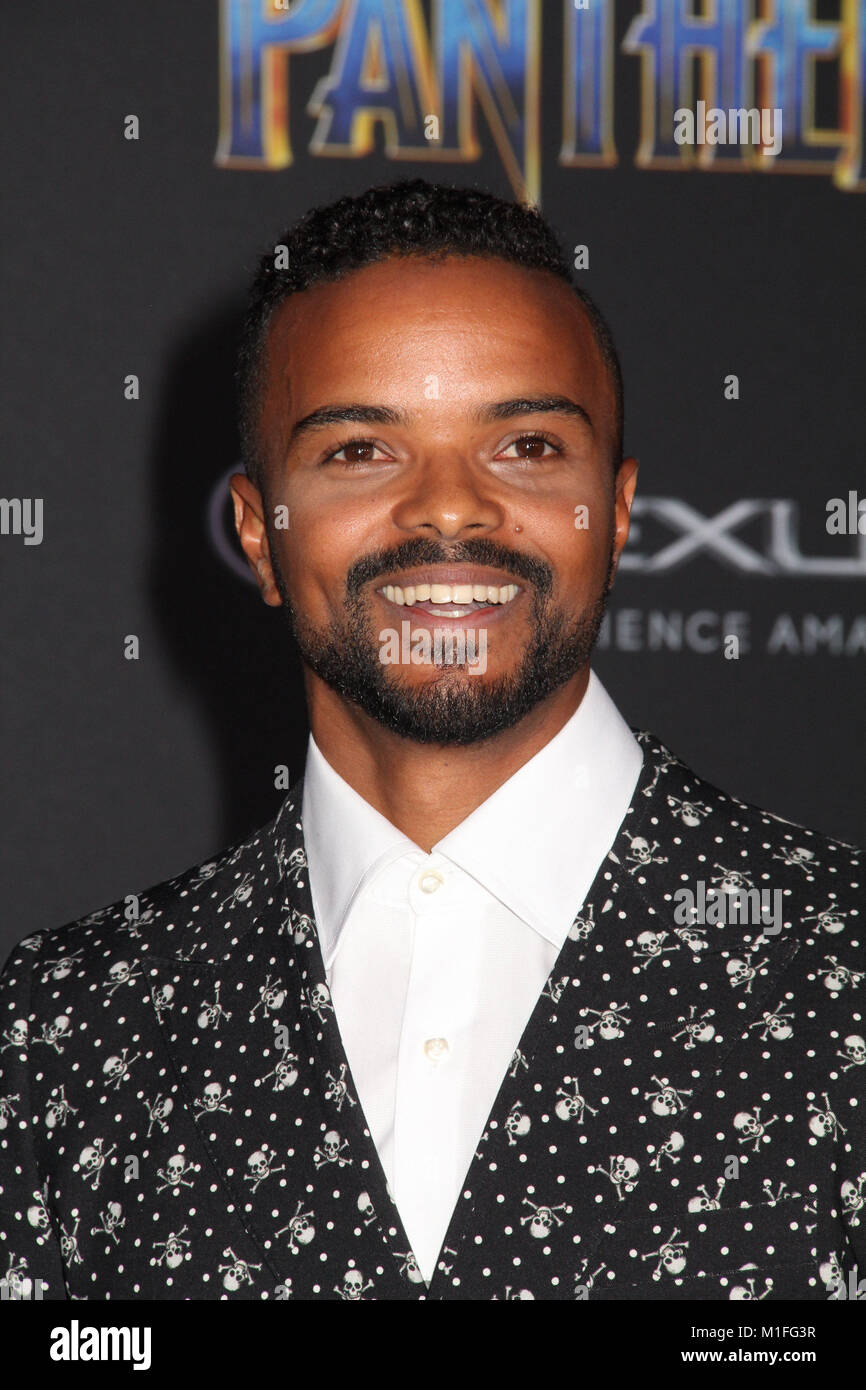 Eka Darville  01/29/2018 The World Premiere of 'Black Panther' held at The Dolby Theatre in Los Angeles, CA Photo by Izumi Hasegawa / HollywoodNewsWire.co Stock Photo