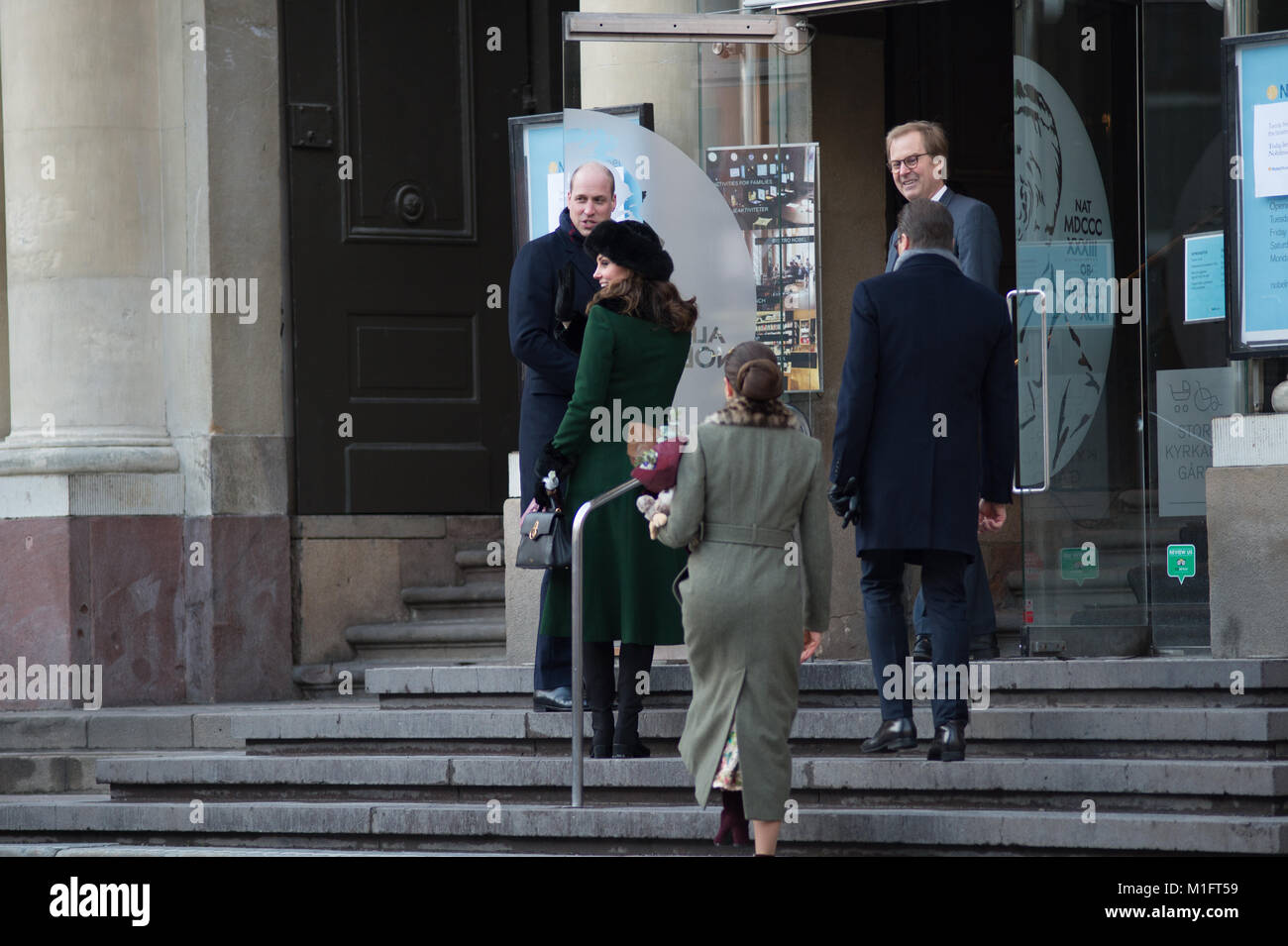 wStockholm, Sweden, 30th January, 2018. The Duke and Duchess of Cambridge's Tour of Sweden 30th-31th January,2018. Here at Stortorget, Old Town, Stockholm. /Alamy Live News Stock Photo