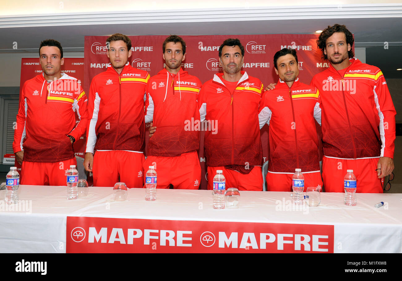 Team of the Davis Cup of Spain The tennis players Feliciano Lopez, David  Ferrer, Albert Ramos and Sergi Bruguera during a press conference in  Marbella on Tuesday 30 January 2018. Credit: Gtres