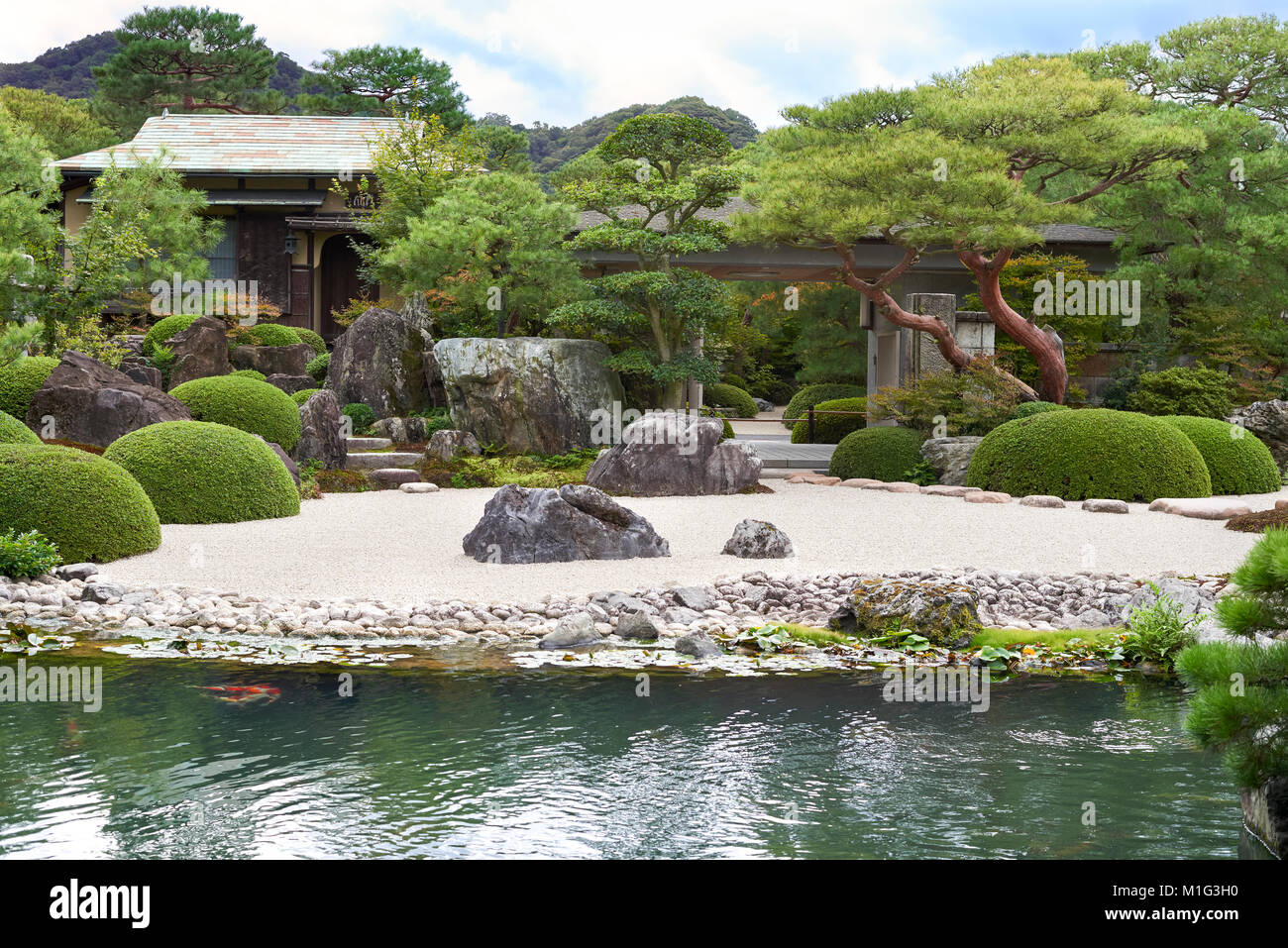 Japanese garden at the Adachi Museum of Art Stock Photo