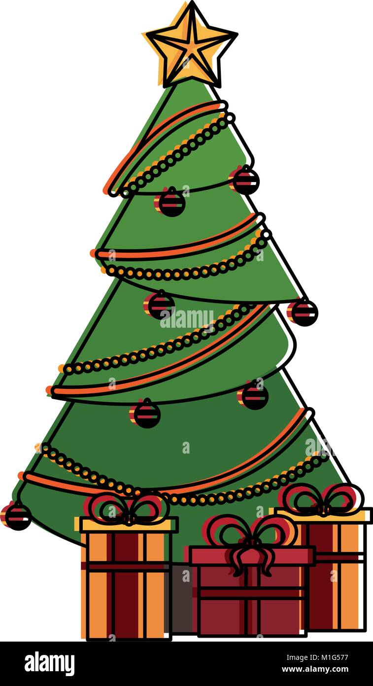 Christmas tree with gifts Stock Vector Image & Art - Alamy