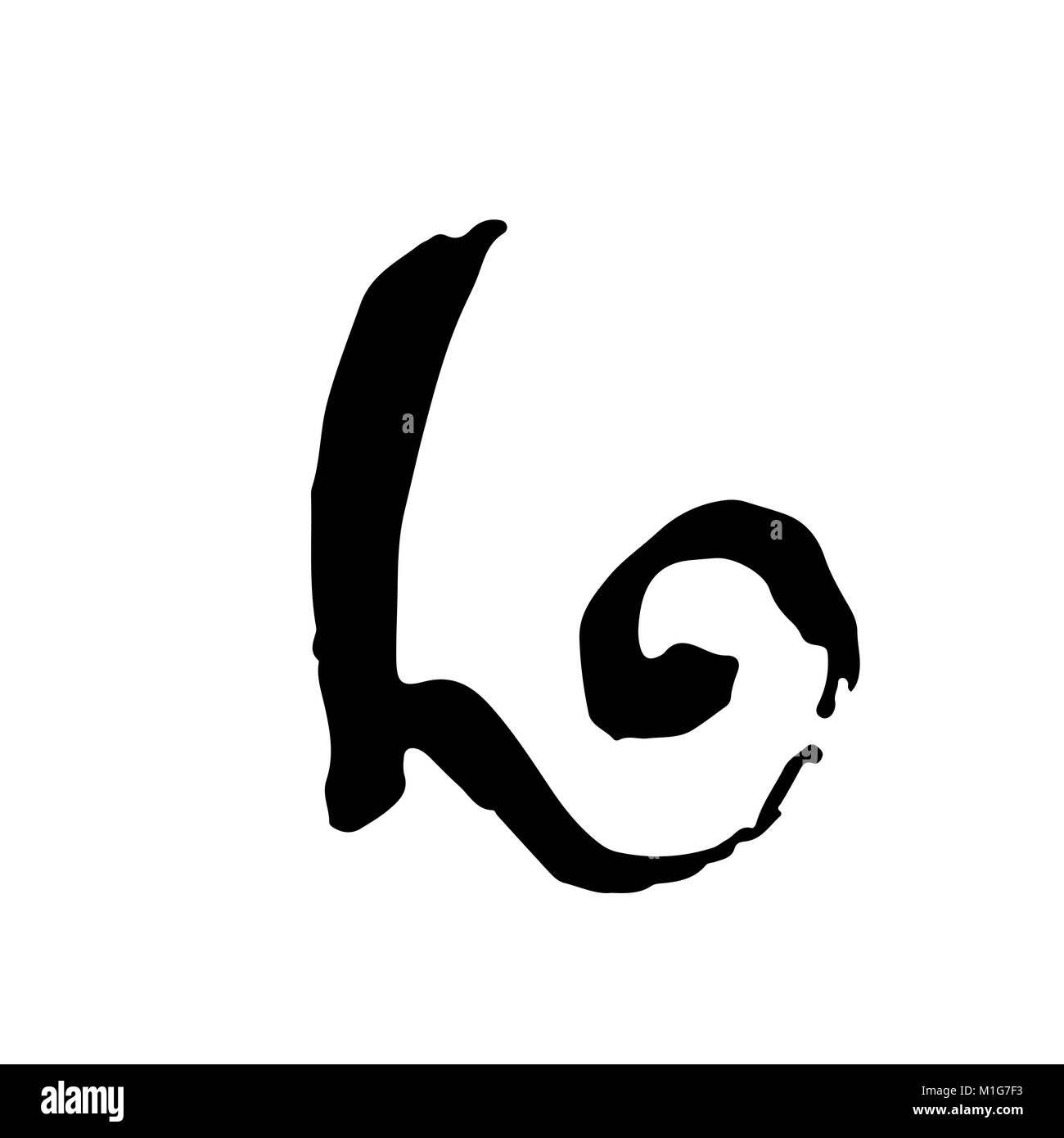 Letter L. Handwritten by dry brush. Rough strokes font. Vector illustration. Grunge style elegant alphabet. Stock Vector