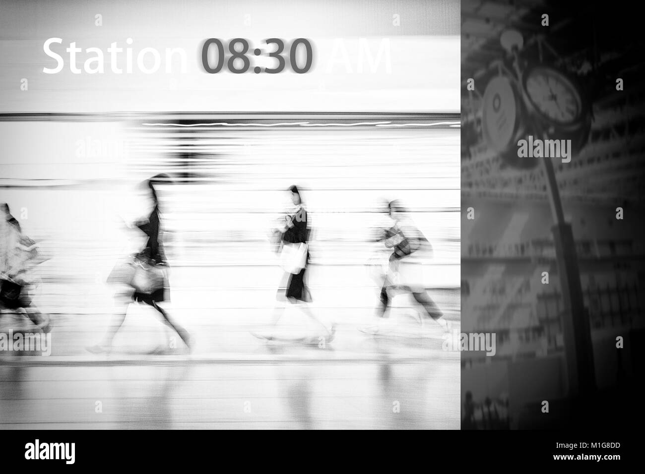The blurred image of asian people in the station  rush time for train subway station Stock Photo