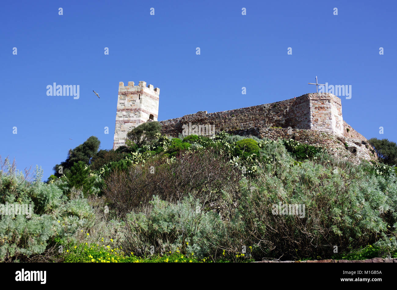 Bosa, Sardinia. The Serravalle castle Stock Photo