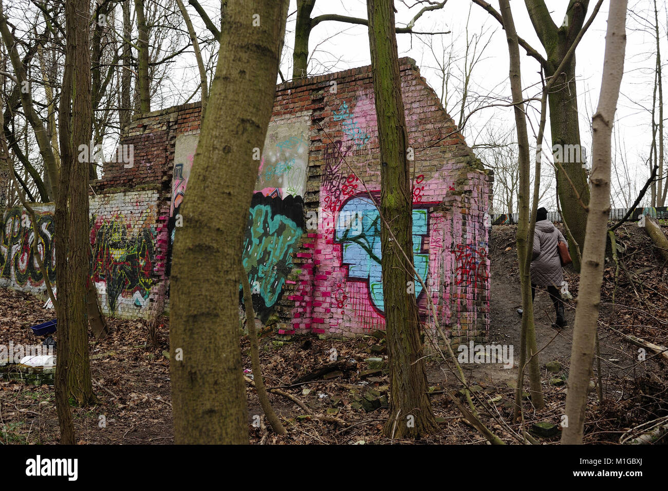Berlin, The rediscovered piece of the Berlin Wall from 1961 Stock Photo