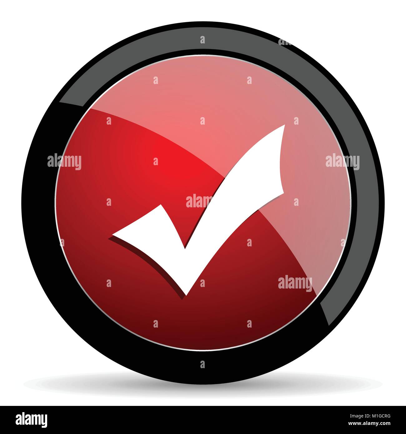 Accept vector icon. Modern design red and black glossy web and mobile ...