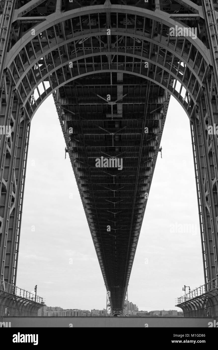 The George Washington Bridge as seen from below, Fort Lee, New Jersey,. Stock Photo
