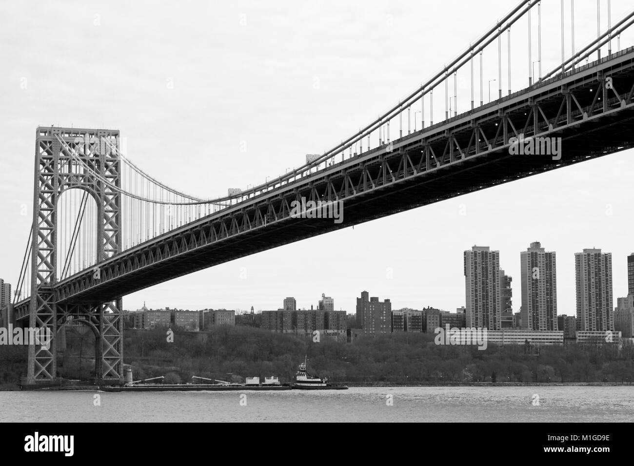 The George Washington Bridge as seen from New Jersey. Stock Photo