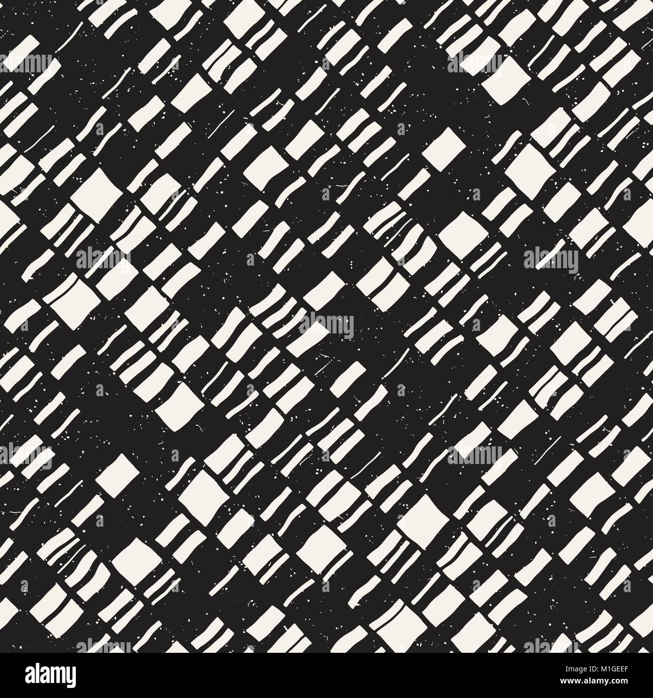 Vector seamless freehand pattern. Doodle monochrome print with hand ...
